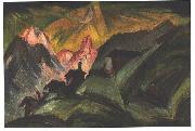 Ernst Ludwig Kirchner Stafelalp at moon light oil painting artist